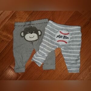 Carter's Newborn Gray and Red Striped Pants